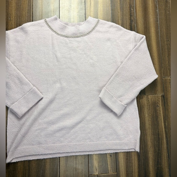 Size 1x Soft Surroundings Purple Knit Sweater Cuffed Sleeve Plus Size Beaded - Picture 4 of 10